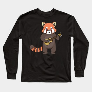 Red Panda playing guitar Long Sleeve T-Shirt